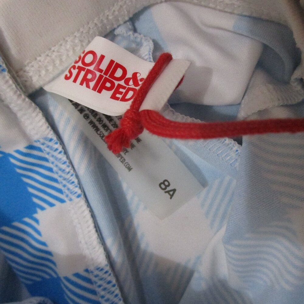 NWT Solid & Striped kids blue and white striped swim top sz8 rashgaurd - Picture 4 of 8